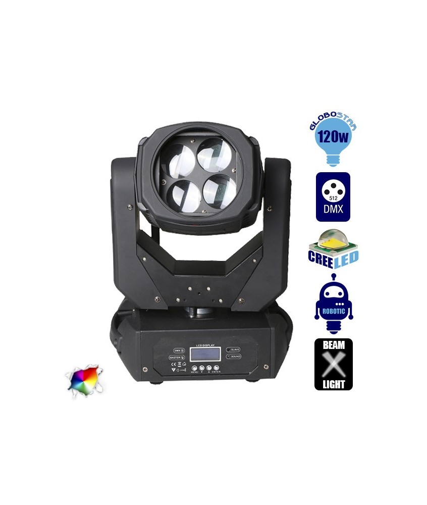 Επαγγελματική Κινούμενη Ρομποτική Κεφαλή TORNADO Super Beam CREE Prism LED 120W 230V 2° DMX512 RGBW GloboStar 51113